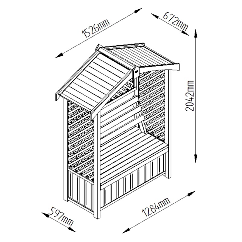 Forest Lyon Garden Arbour Seat 6'x2' Technical Drawing