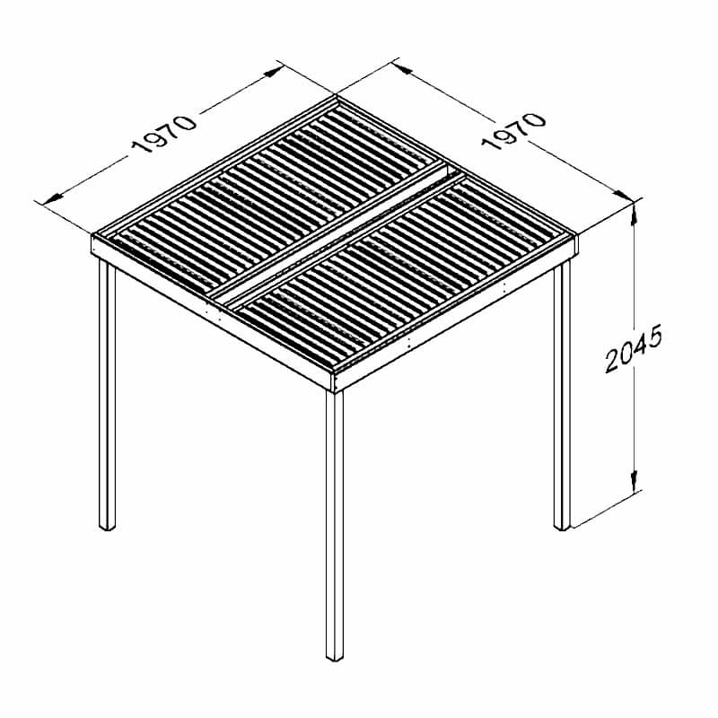 Forest Modular Wooden Garden Pergola 6'5 x 6'5 (2m x 2m) Technical Drawing