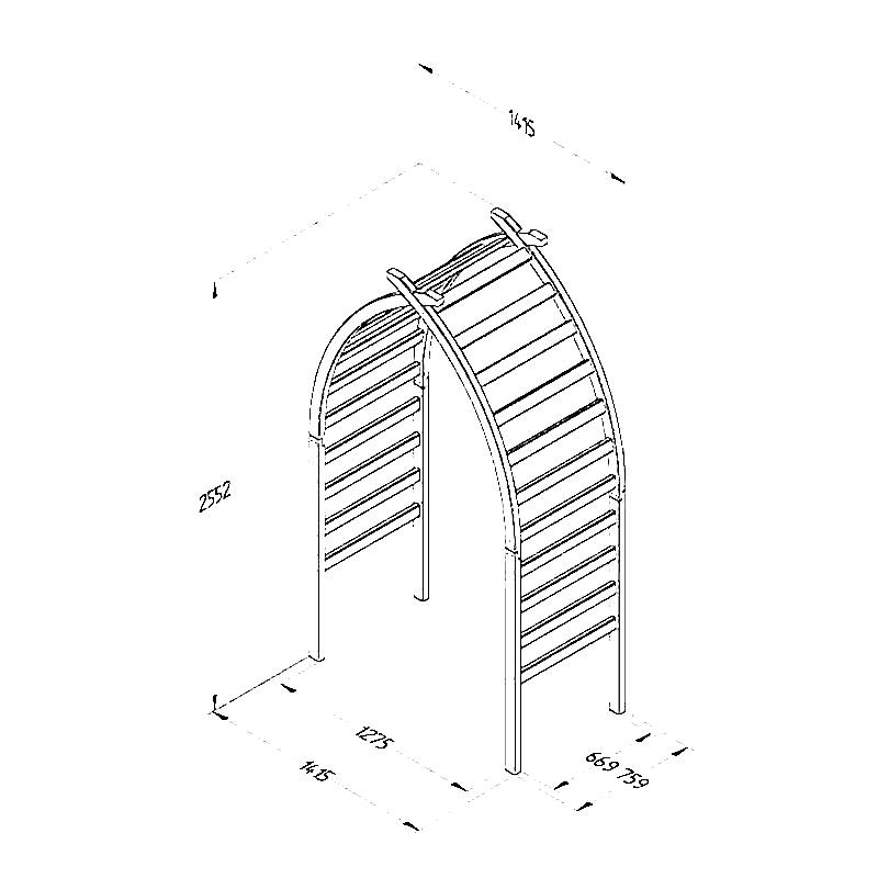 Forest Whitby Wooden Garden Arch 7'x5' Technical Drawing