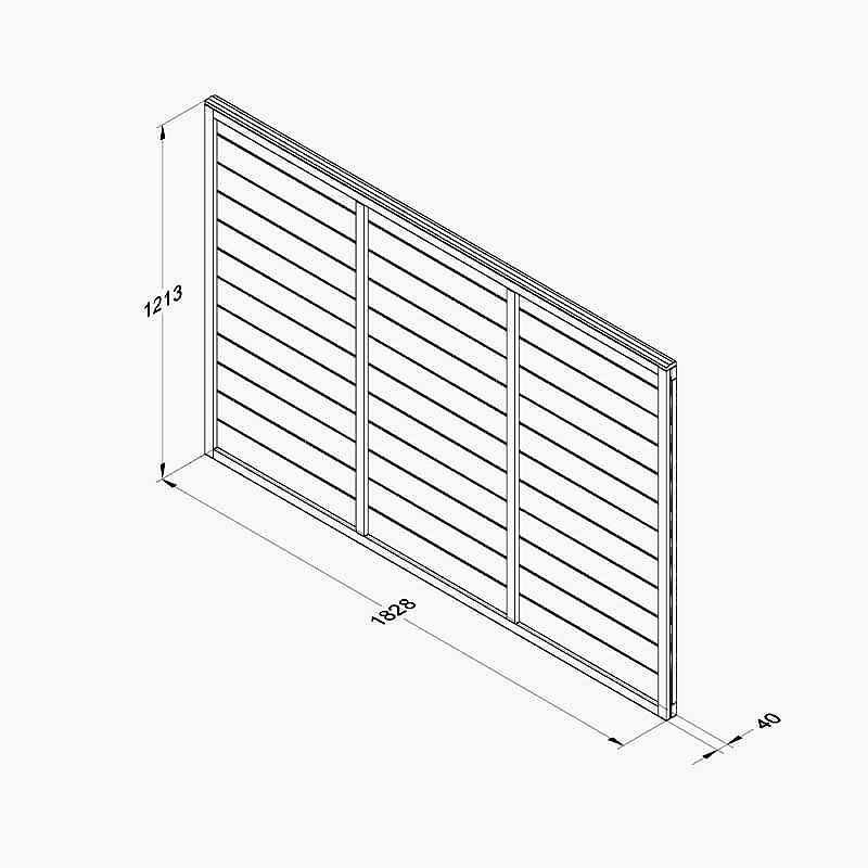 Forest 6' x 4' Straight Cut Overlap Fence Panel (1.83m x 1.22m) Technical Drawing