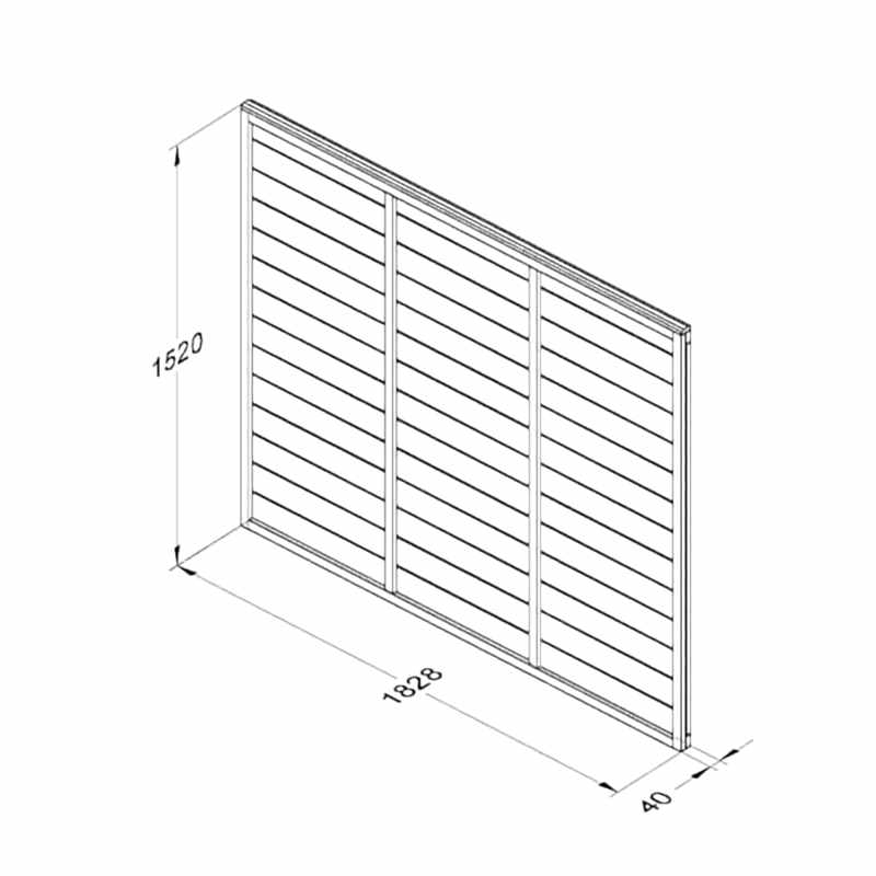 Forest 6' x 5' Straight Cut Overlap Fence Panel (1.83m x 1.52m) Technical Drawing