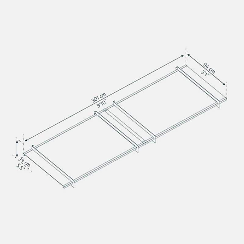 10' x 3' Palram Canopia Nancy 3000 Door Canopy - Grey (3.01m x 0.94m) Technical Drawing