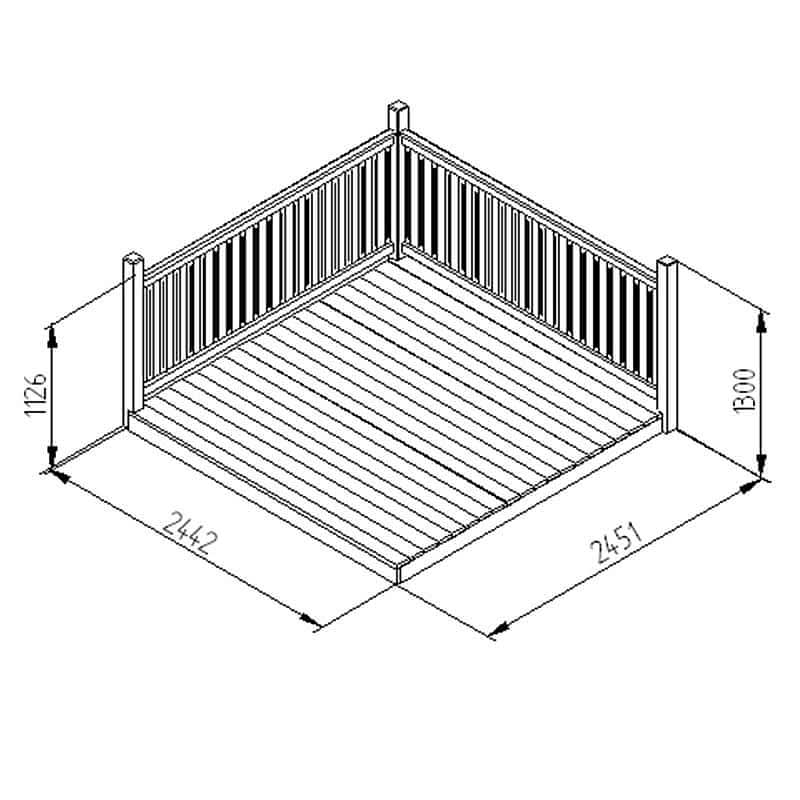 Forest 2.4m Easy Deck Kit (With Handrails) Technical Drawing