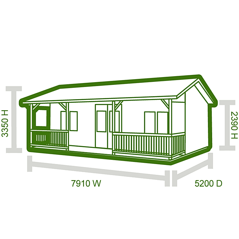 Palmako Sandra 7.5m x 4.8m Log Cabin Summerhouse (44mm) Technical Drawing