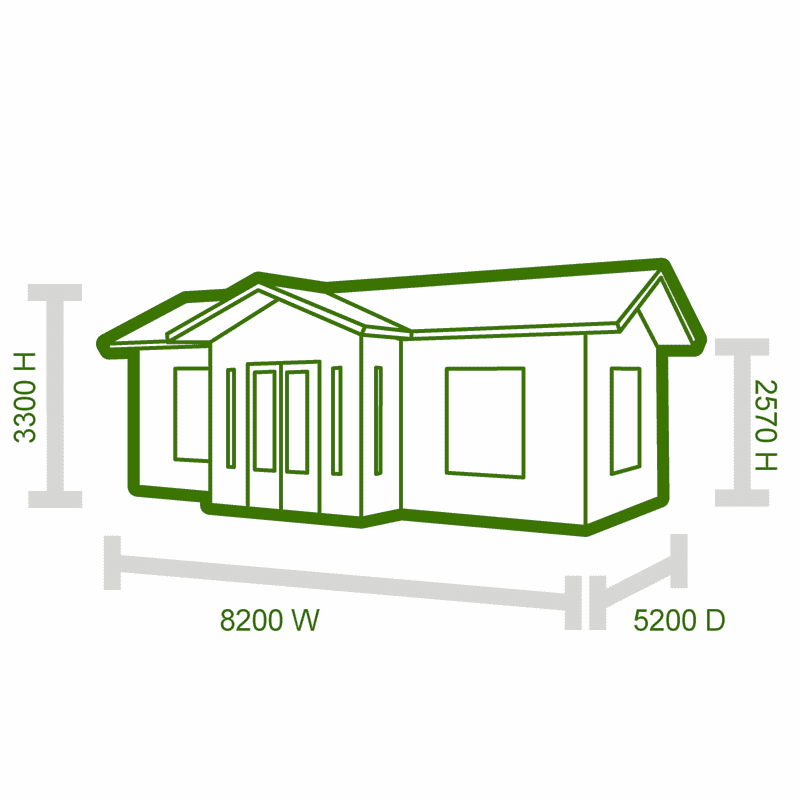 Palmako Anna 7.8m x 4.8m Log Cabin Garden Building (70mm) Technical Drawing