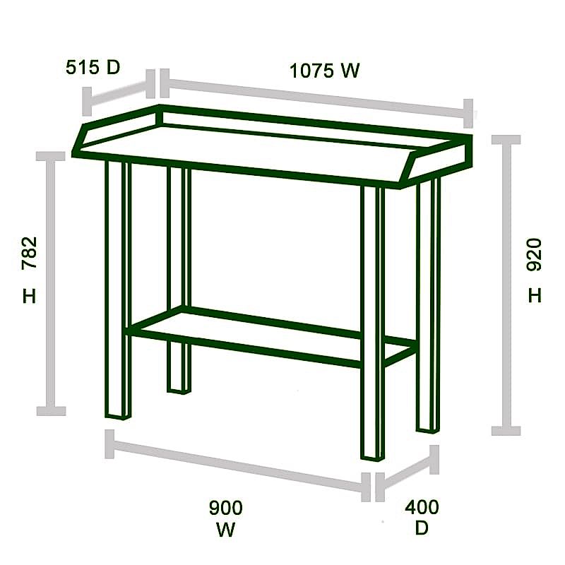 Wooden Potting Bench Technical Drawing