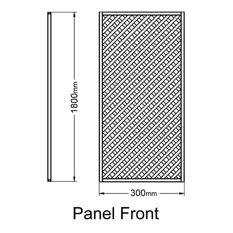 Forest 6' x 1' Decorative Hidcote Diamond Wooden Lattice Trellis (1.8m x 0.3m) Technical Drawing