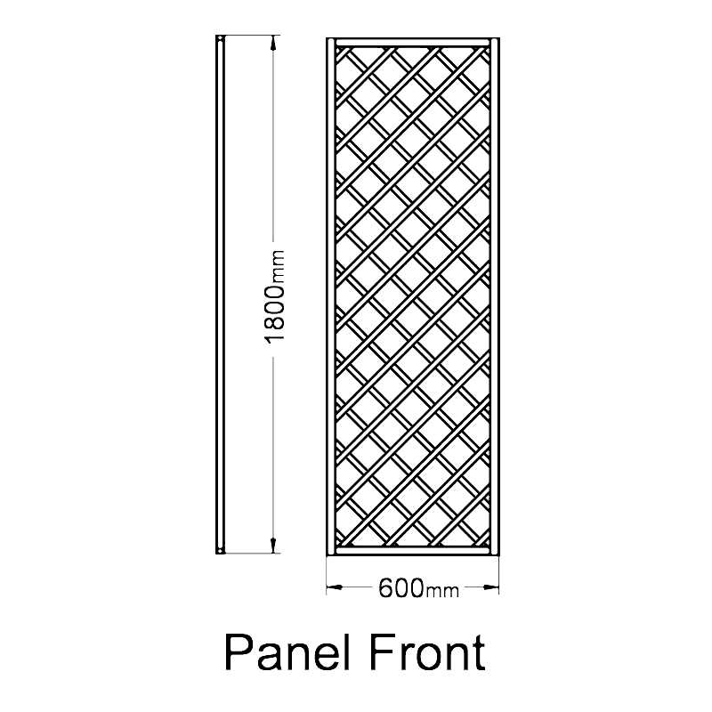 Forest 6' x 2' Hidcote Decorative Diamond Wooden Lattice Trellis (1.8m x 0.6m) Technical Drawing