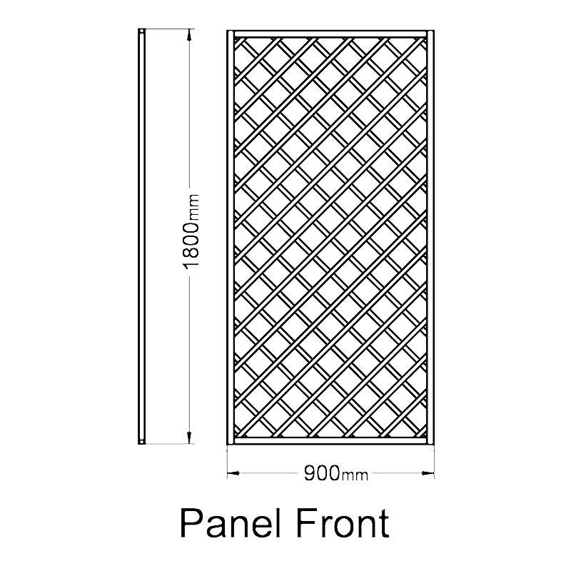 Forest 6' x 3' Hidcote Decorative Diamond Wooden Lattice Trellis (1.8m x 0.9m) Technical Drawing