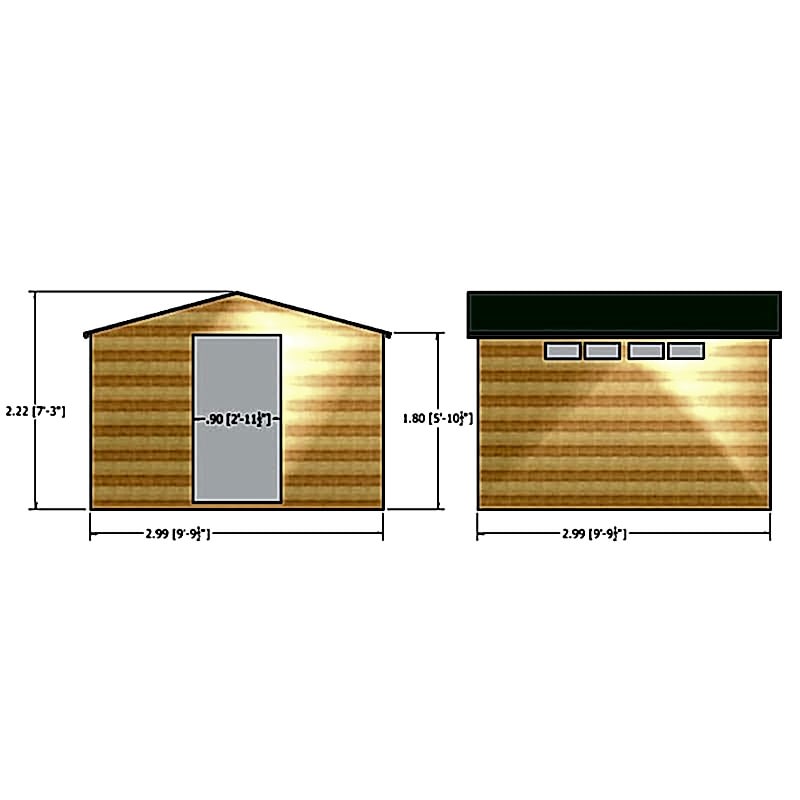 10' x 10' Shire Premium Security Apex Wooden Garden Shed (2.99m x 2.99m) Technical Drawing