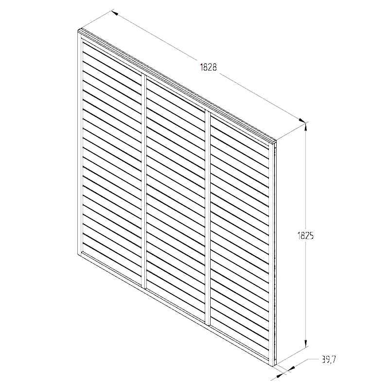 Forest 6' x 6' Straight Cut Lap Fence Panel (1.83m x 1.83m) Technical Drawing