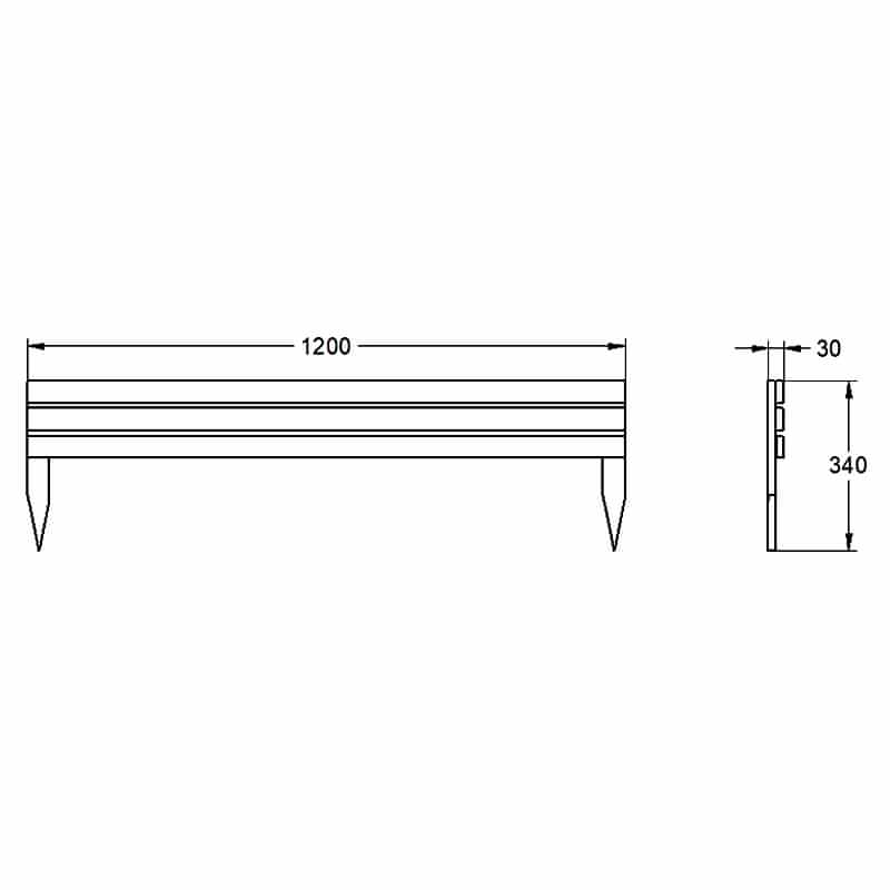 Forest Slatted Edging 1.2m (3 Pack) Technical Drawing