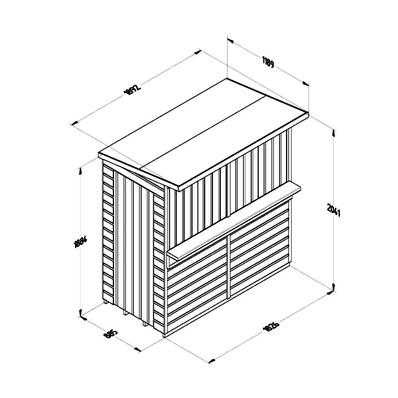 6' x 3' Forest 25yr Guarantee Shiplap Pressure Treated Garden Bar (1.89m x 1.19m) Technical Drawing