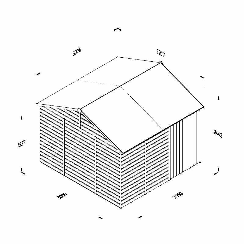 10' x 10' Forest Beckwood 25yr Guarantee Shiplap Pressure Treated Windowless Double Door Reverse Apex Wooden Shed (3.21m x 3.01m) Technical Drawing