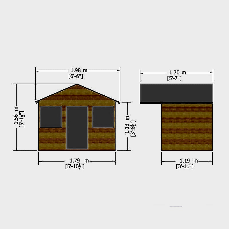 6' x 4' Shire Stork Kids Wooden Playhouse (1.69m x 1.7m) Technical Drawing