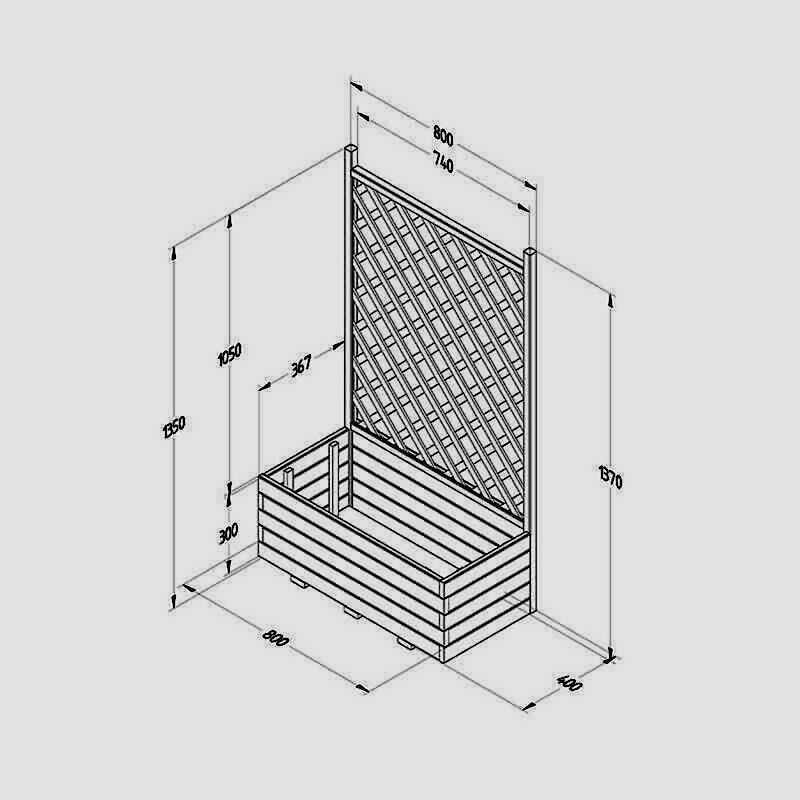 2'7 x 1'4 Forest Trellis Wooden Garden Planter (0.8m x 0.4m) Technical Drawing