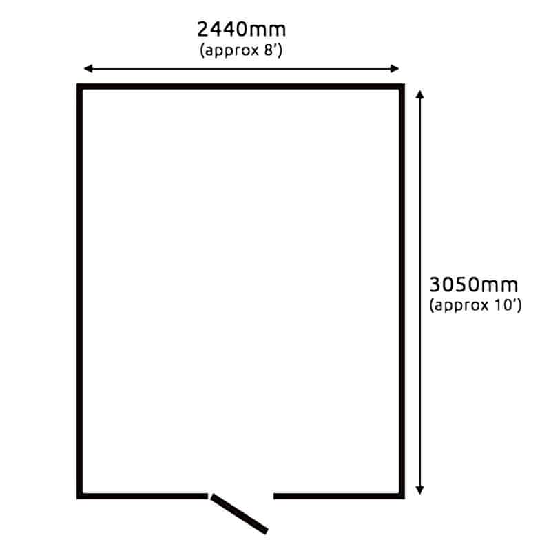 10' x 8' Traditional Shiplap 8' Cabin Garden Shed (3.05m x 2.44m) Technical Drawing