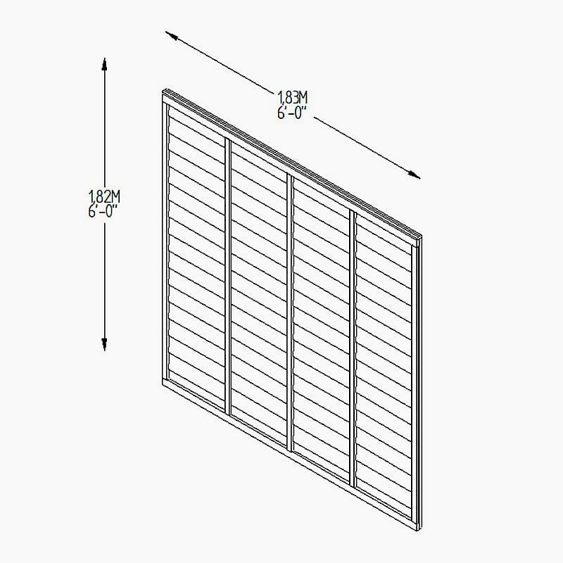 Forest 6' x 6' Pressure Treated Lap Fence Panel (1.83m x 1.83m) Technical Drawing
