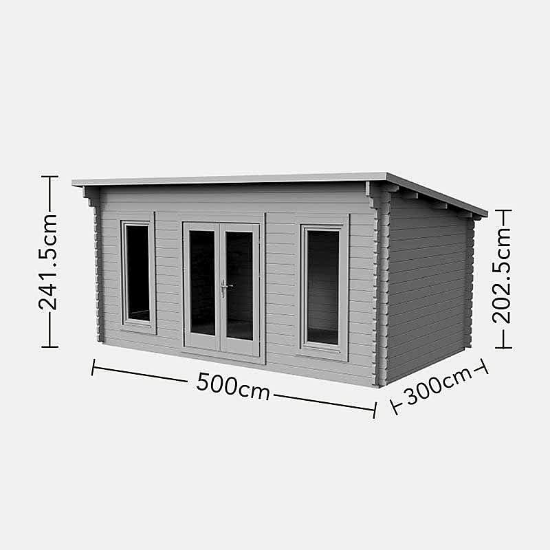 Forest Elmley 5m x 3m Log Cabin Garden Office (45mm) Technical Drawing