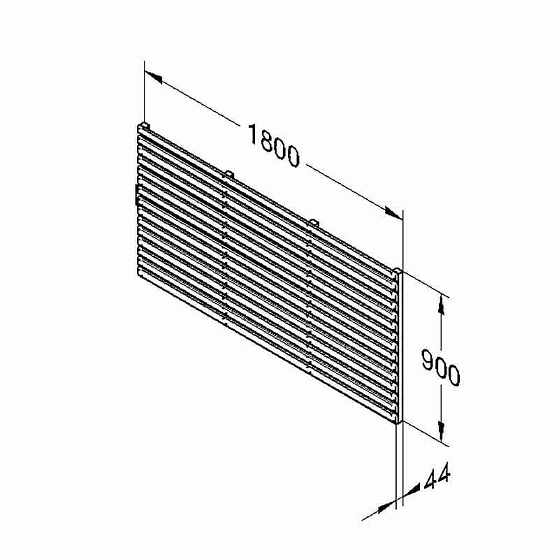 Forest 6' x 3' Pressure Treated Contemporary Slatted Fence Panel (1.8m x 0.9m) Technical Drawing