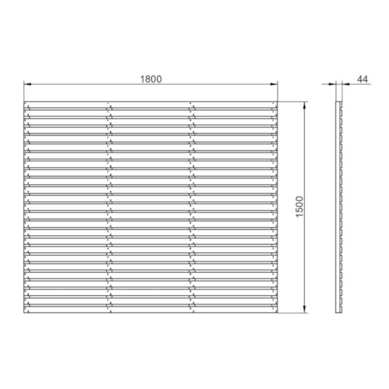 Forest 6' x 5' Pressure Treated Contemporary Slatted Fence Panel (1.8m x 1.5m) Technical Drawing