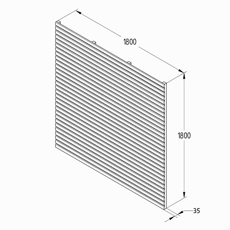 Forest 6' x 6' Pressure Treated Contemporary Slatted Fence Panel (1.8m x 1.8m) Technical Drawing