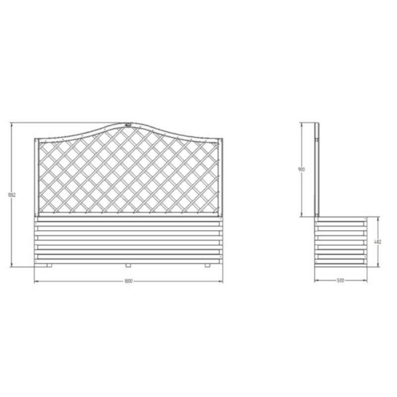 Forest Venice Wooden Garden Planter 6' x 2' (1.8m x 0.5m) Technical Drawing