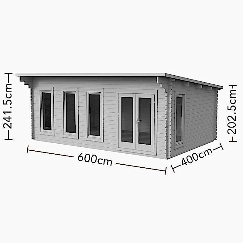 Forest Wolverley 6m x 4m Log Cabin Garden Office (45mm) Technical Drawing