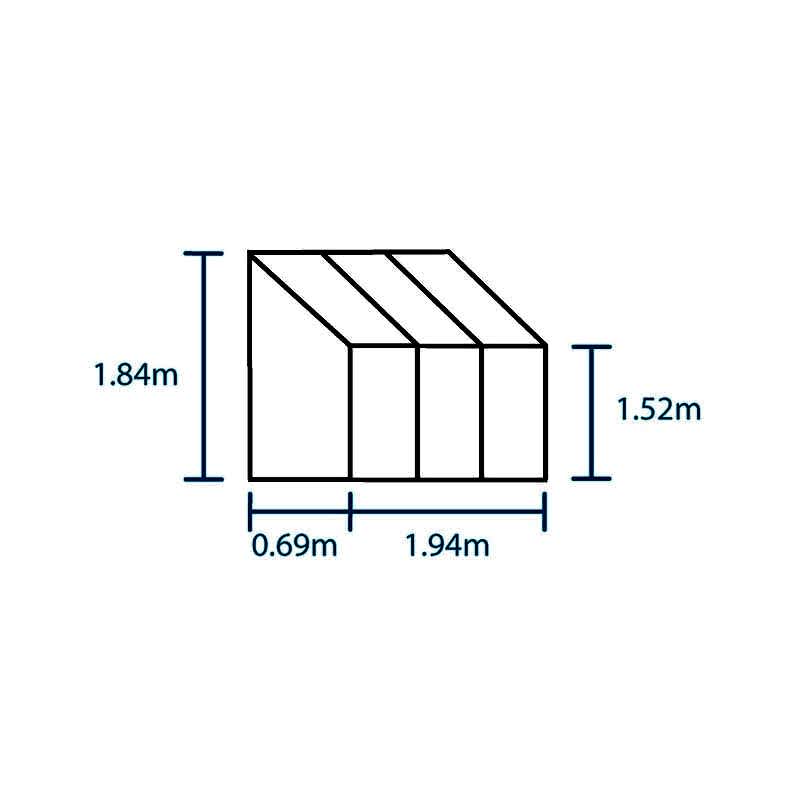 6'5 x 2'4 Halls Wall Garden 26 Greenhouse (1.94 x 0.69m) Technical Drawing