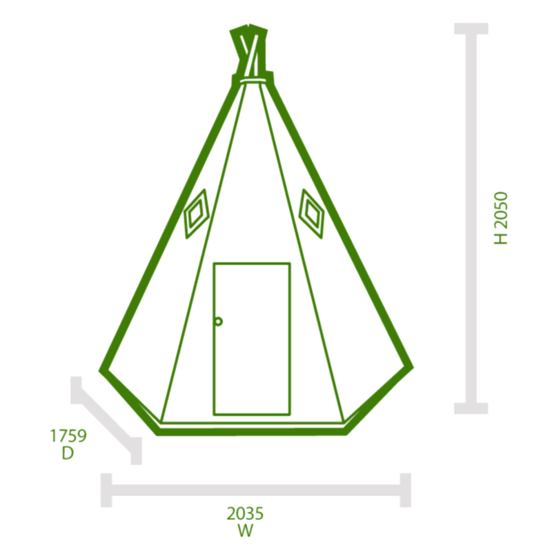 7 x 6 Shire Wigwam Childrens/ Kids Wooden Garden Playhouse Technical Drawing