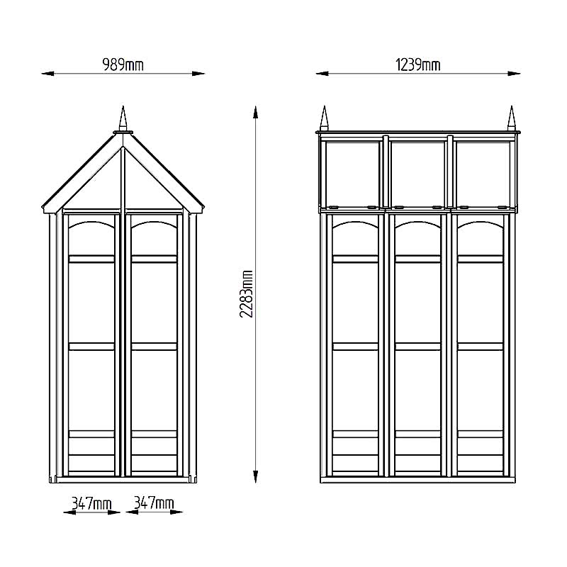 3' x 4' Forest Victorian Walkaround Greenhouse (0.9 x 1.2m) Technical Drawing