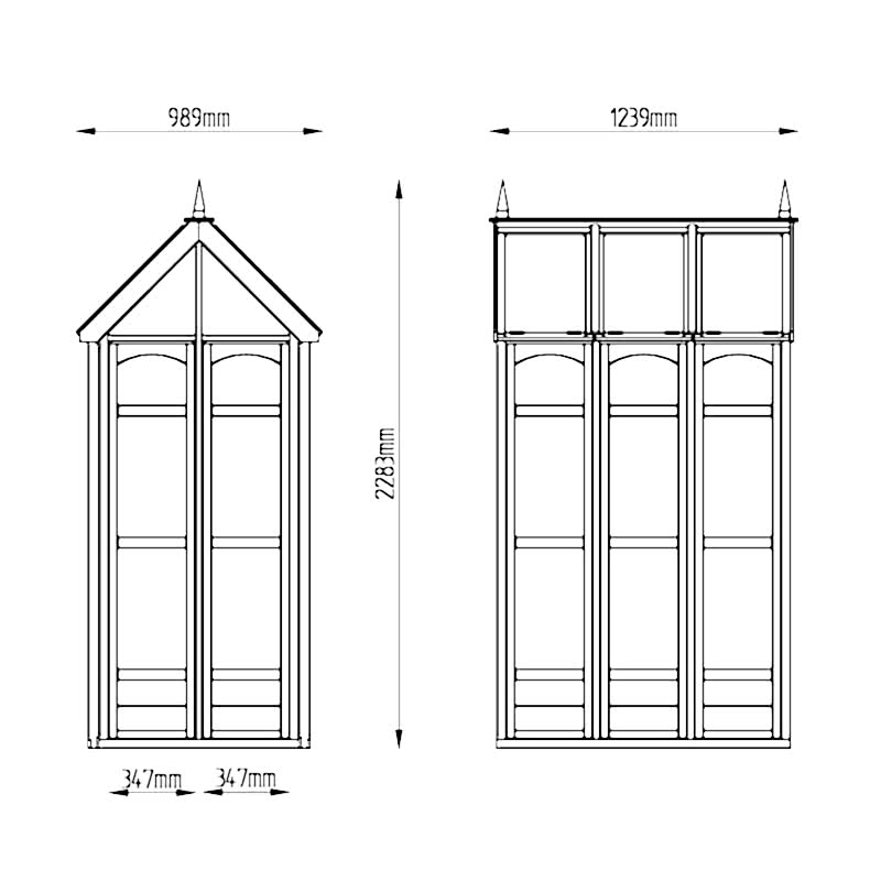 3' x 4' Forest Victorian Walkaround Greenhouse With Auto Vent (0.9 x 1.2m) Technical Drawing