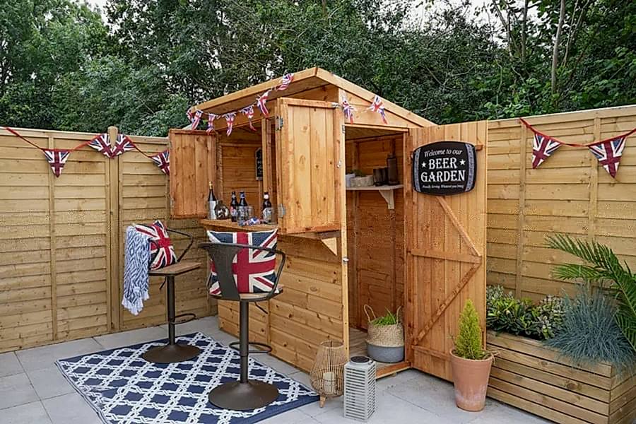 This image shows one of our outdoor bar ideas which include outdoor bar areas, best outdoor bar, outside bar areas and bars in your garden