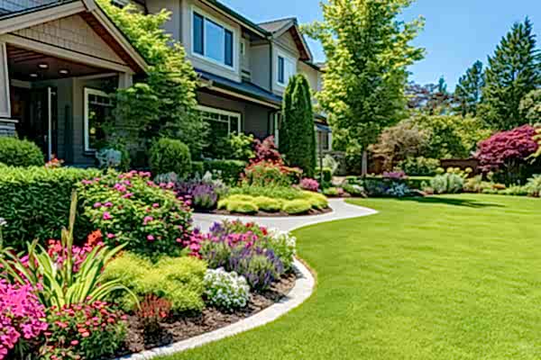 Although the front garden of this modern american home is beautiful, no garden transformation is complete without some contemporary fencing ideas