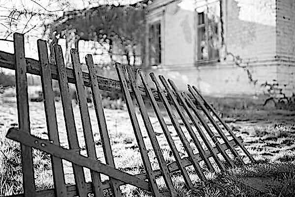 the owner of the damaged wooden picket fence in this photo will be wanting to learn to repair a wooden fence so will be desperately searching for how to repair a wooden fence or how to fix a broken fence