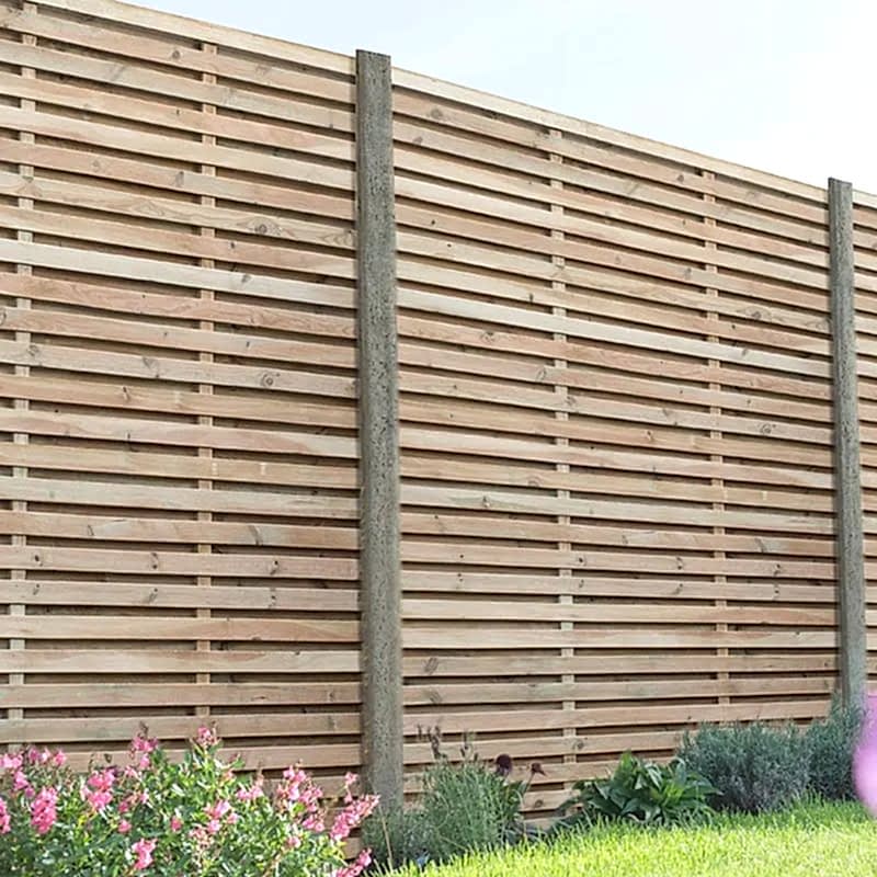 Forest 6' x 6' Pressure Treated Contemporary Double Slatted Fence Panel (1.8m x 1.8m) - Click Here to View your garden transformation needs these Contemporary Double Slatted Wooden Fencing Panels