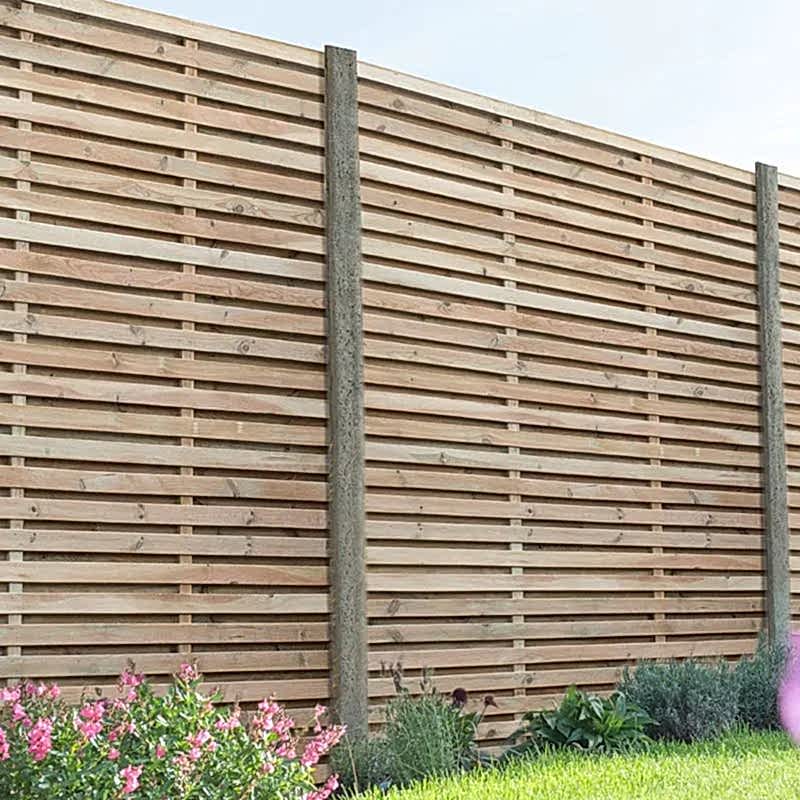 If you are having to go through fence panel replacement, you can't go wrong with this double slatted wooden fence panel