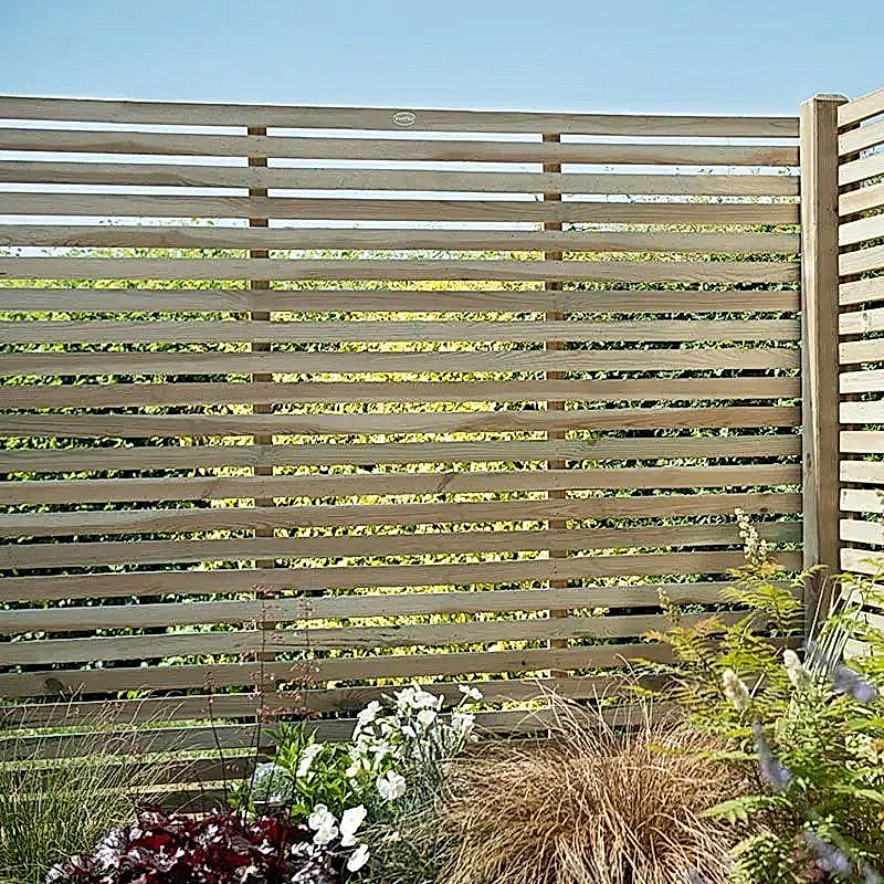this slatted fence panel is one of our contemporary fencing ideas