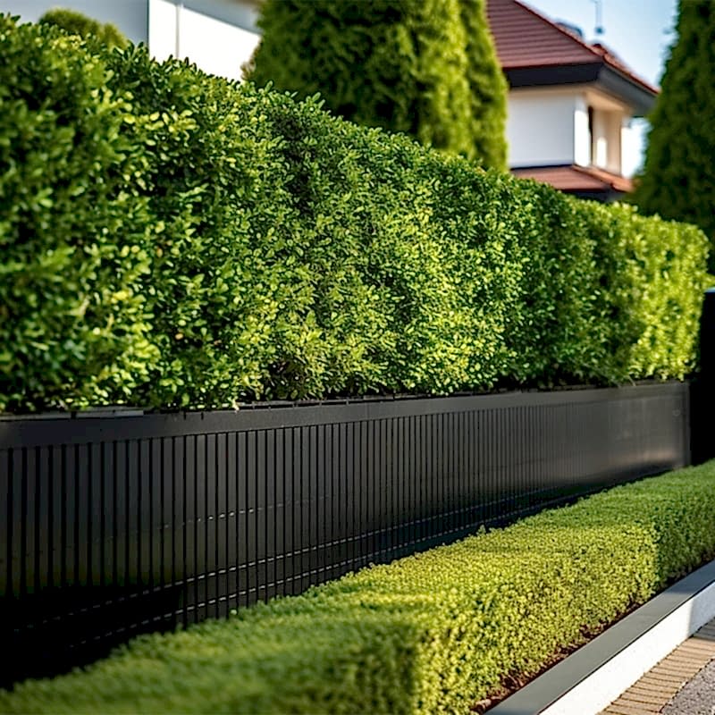 a natural fence such as a hedge is an affordable fencing options