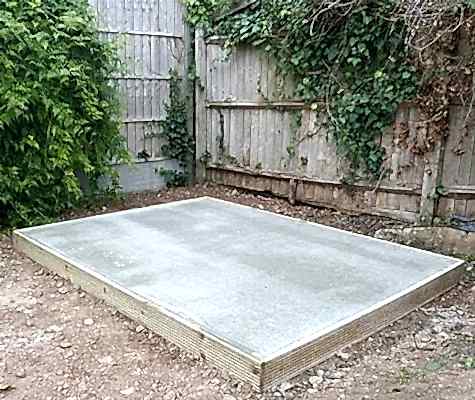 Concrete shed base Concrete shed base