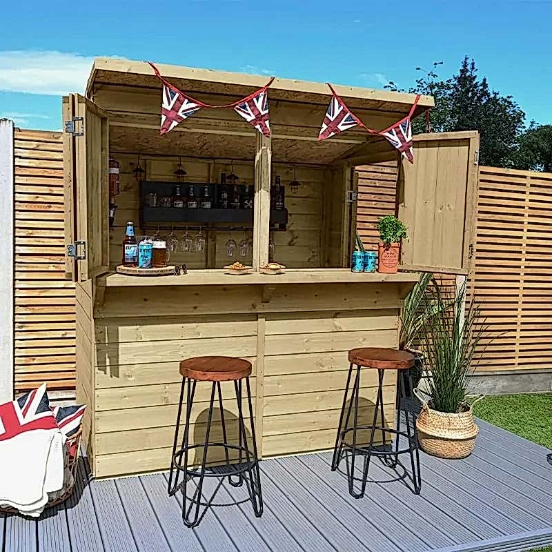 This image shows one of our outdoor bar ideas which include outdoor bar areas, best outdoor bar, outside bar areas and bars in your garden