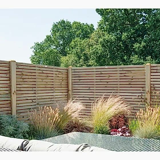 Forest 6' x 5' Pressure Treated Contemporary Double Slatted Fence Panel (1.8m x 1.5m) - Click Here to View if you're looking at this image and thinking of your fencing foundation then you'll probably also be thinking of the best fence posts, the best concrete fence posts, the best wooden fence posts and the ultimate battle of concrete vs wood fence posts