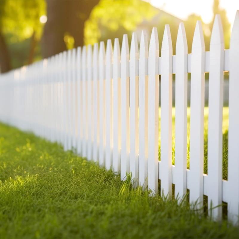 a photo of a perfectly made white DIY Picket Fence