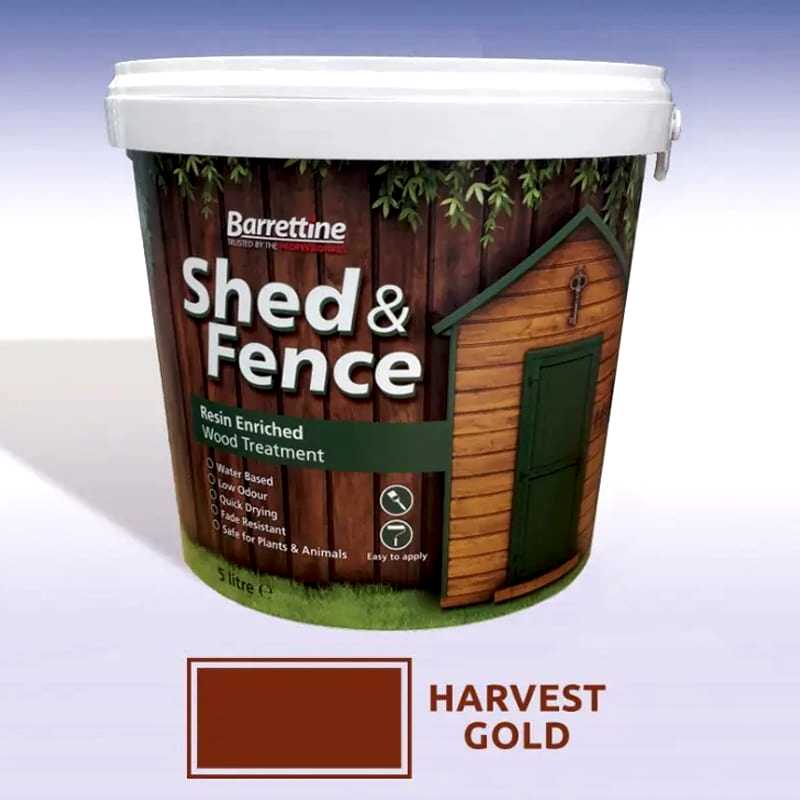 it is important to treat your gate and fencing with a solution such as this tub of barretine wood treatment in Harvest Gold