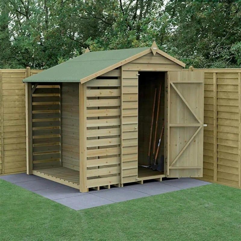 Shed with built-in outside log storage Shed with built-in outside log storage