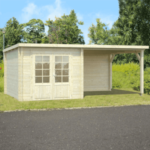 Log cabin with covered exterior area Log cabin with covered exterior area