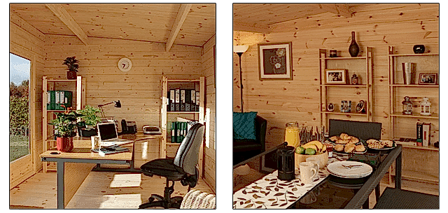 Inside a log cabin office Inside a log cabin office