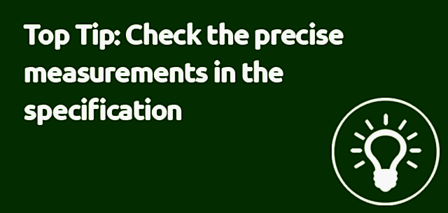 Top tip: Check the precise measurements in the summer house specification Top tip: Check the precise measurements in the summer house specification