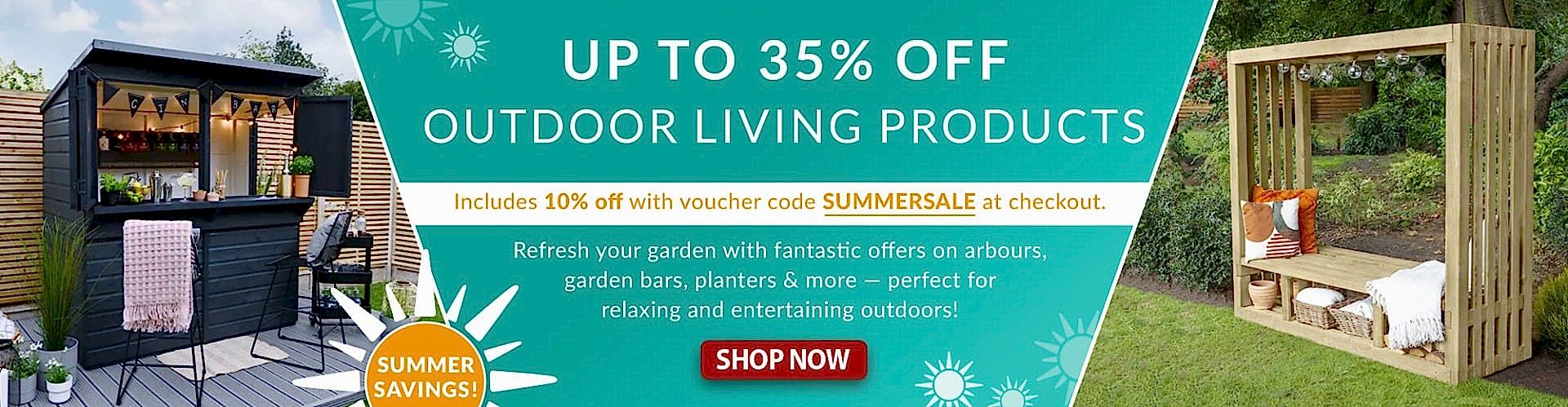 Up to 35% off Outdoor Living Products. Includes 10% off using voucher code SUMMERSALE at checkout!