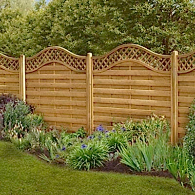 Buy the Forest 6 x 5 Paloma Pressure Treated Decorative Fence Panel now decorative fencing with a scalloped top trellis section